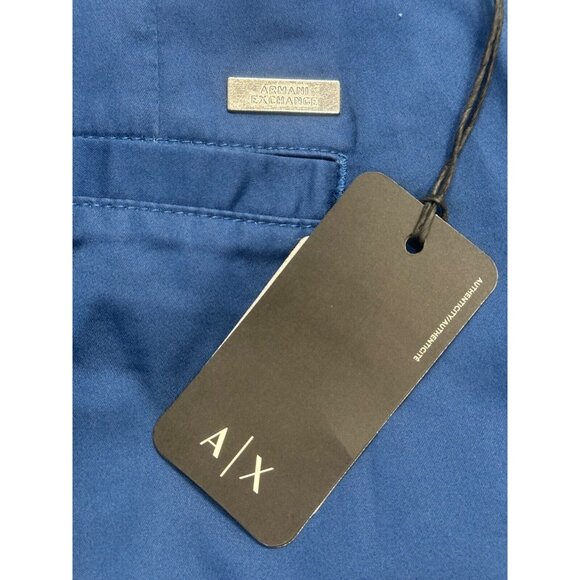 Armani Exchange Mens 10" Bermuda Shorts in Stretch Cotton Blend Blue 38 - Picture 5 of 7
